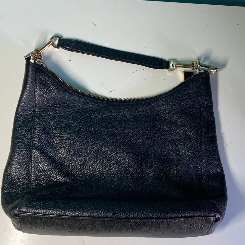 Michael Kors Matilda Black Pebbled Leather Handbag with Gold Accents 12 X 14”